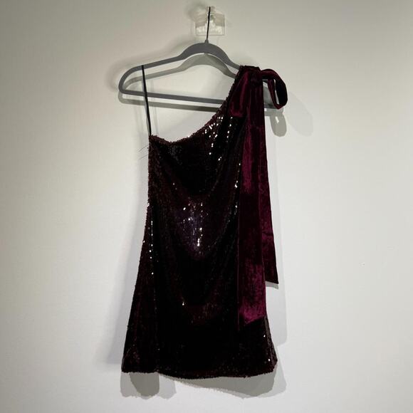 Burgundy Sequined Mini Dress - Picture 3 of 5